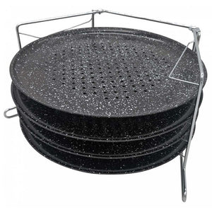 Set de tăvi pentru pizza KingHoff 1553, 5 piese, 38,5 cm, negru