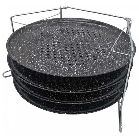 Set de tăvi pentru pizza KingHoff 1553, 5 piese, 38,5 cm, negru