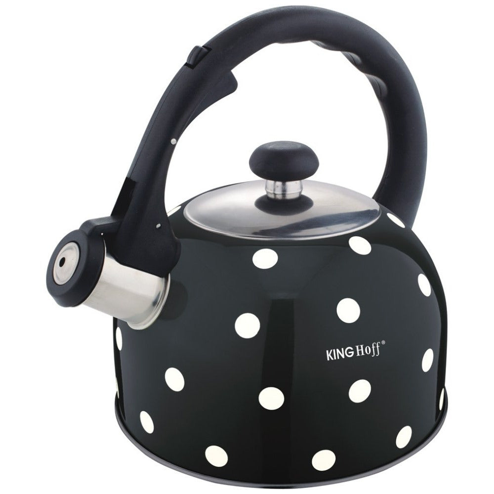 Fierbător cu fluierat KingHoff 1051, 2,6 L, Negru