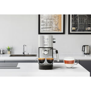 Espressor Krups Virtuoso XP442C11, 15 bar, 1400 W, Tehnologie Thermoblock, Capacitate 1 l, Argintiu/Negru