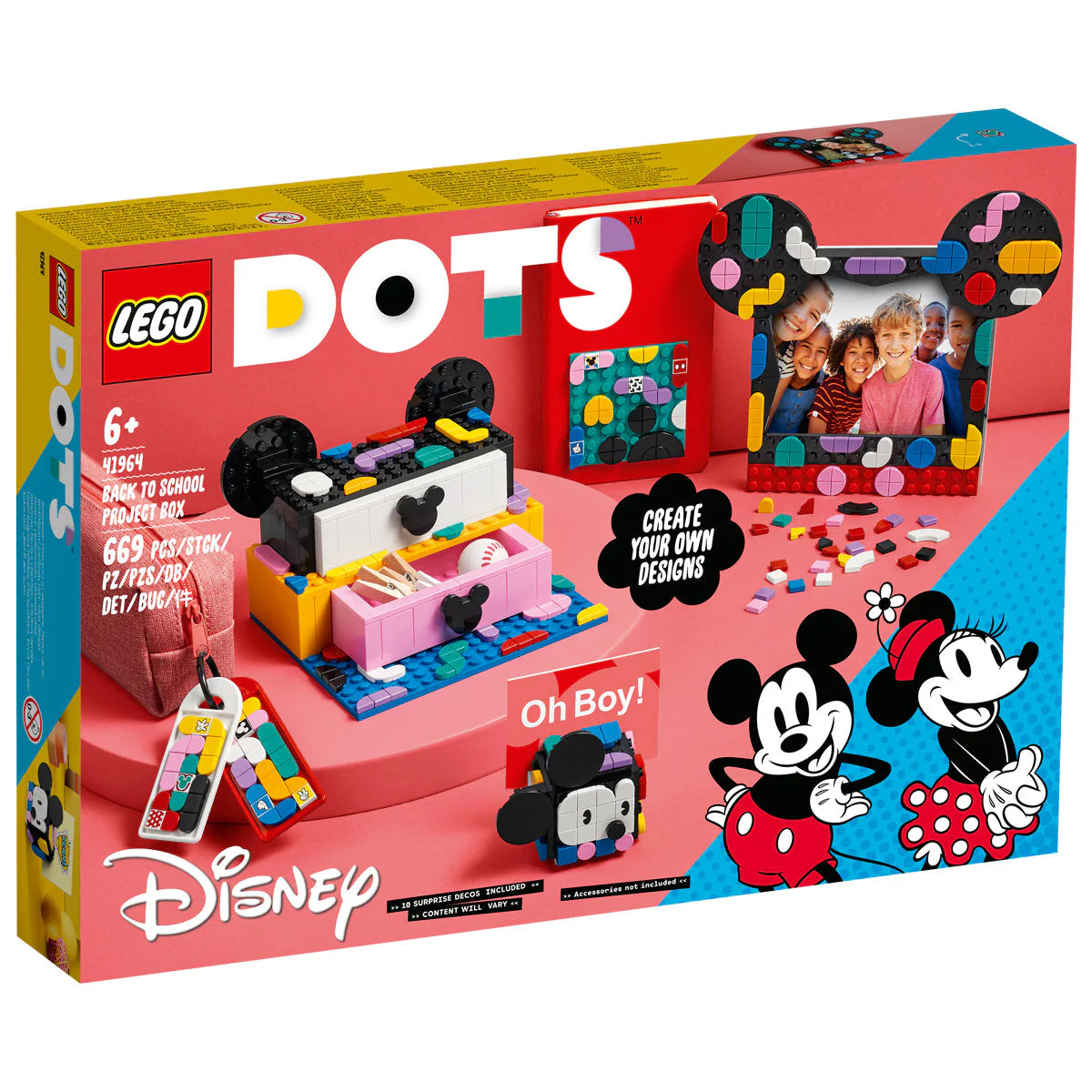 LEGO® DOTS - Cutie pentru proiecte școlare Mickey Mouse și Minnie Mouse 41964, 669 de piese