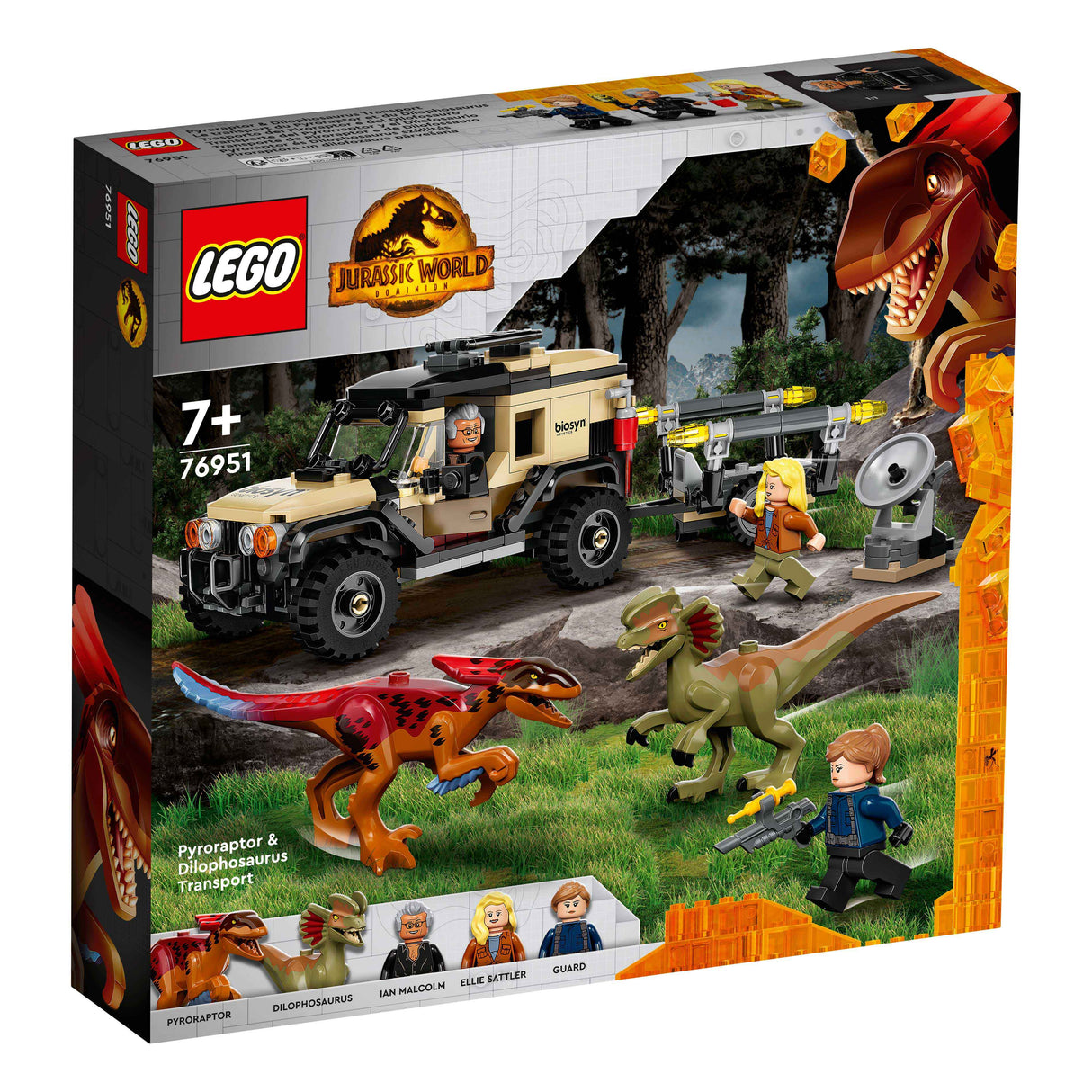 LEGO® Jurassic World - Transportorul Pyroraptor și Dilophosaurus 76951, 254 de piese