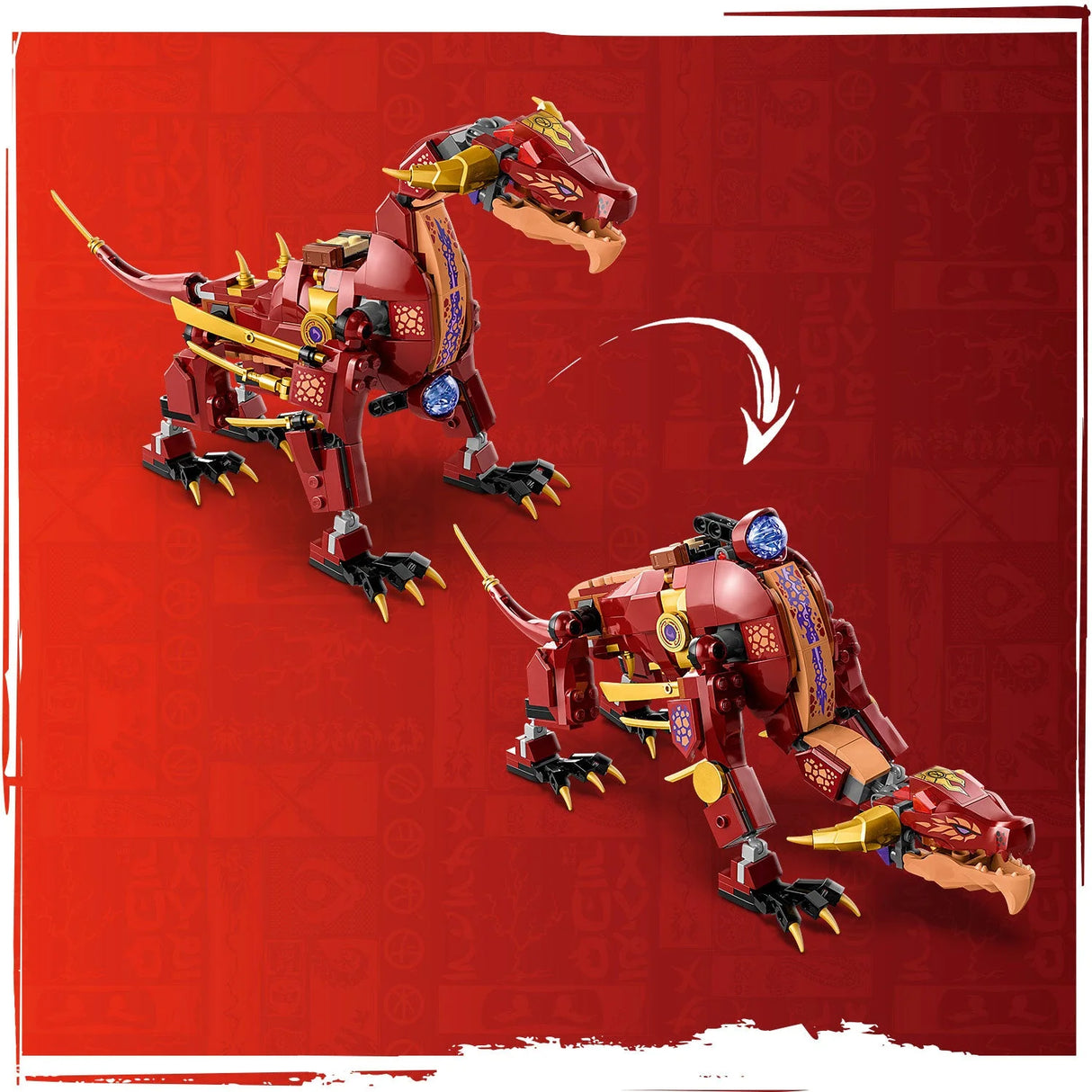 LEGO® Ninjago - Dragon de lavă transformabil cu Val de căldură 71793, 479 de piese