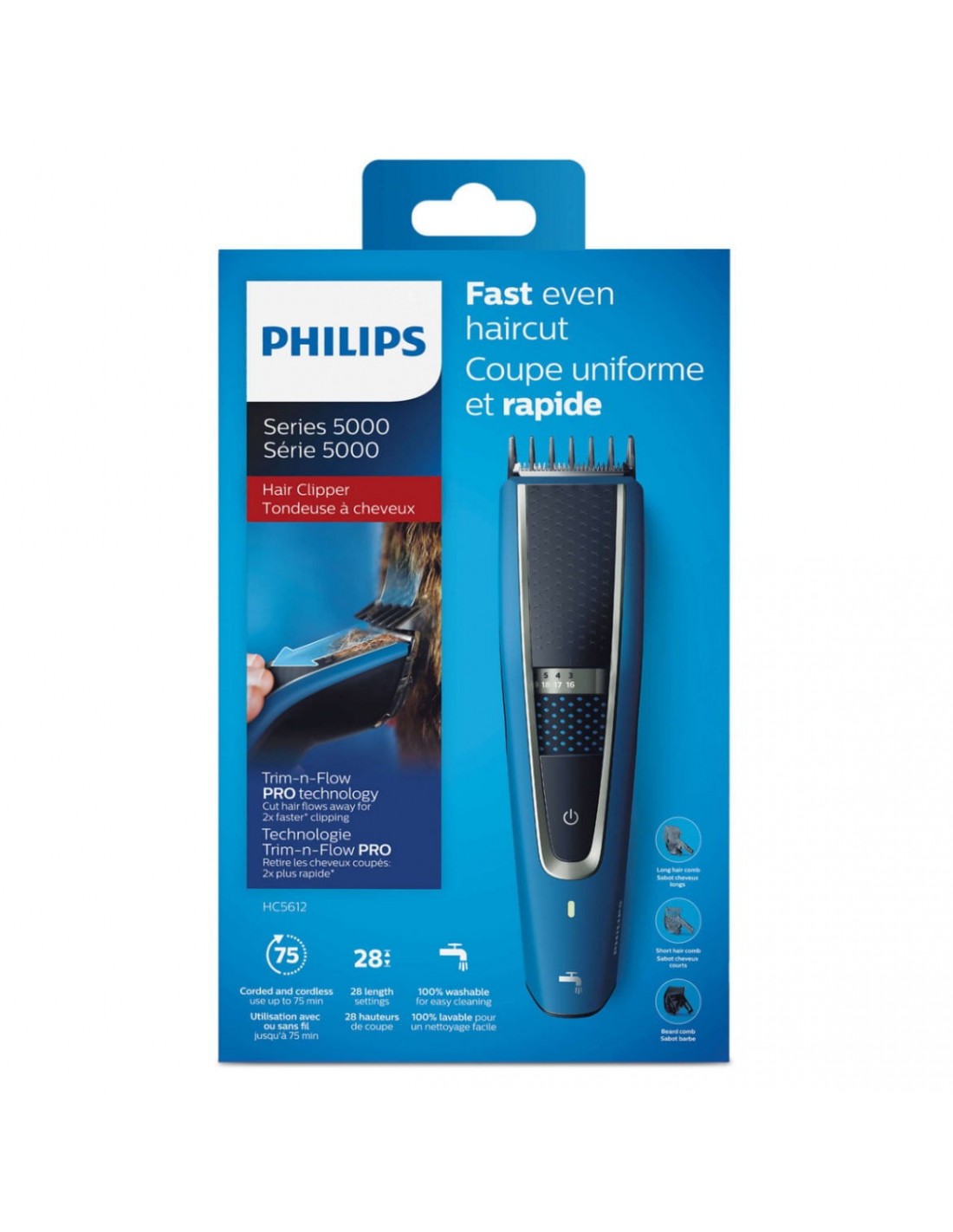 Mașină de tuns fără fir Philips HC5612/15, Albastră
