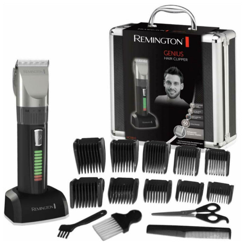 Mașină de tuns Remington HC5810 Genius, fără fir, 10 accesorii, negru/gri