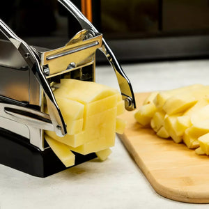 Feliator de cartofi KingHoff 1207, De la 25 la 49 de felii, Mâner cu vid, Oțel inoxidabil/negru