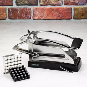 Feliator de cartofi KingHoff 1207, De la 25 la 49 de felii, Mâner cu vid, Oțel inoxidabil/negru