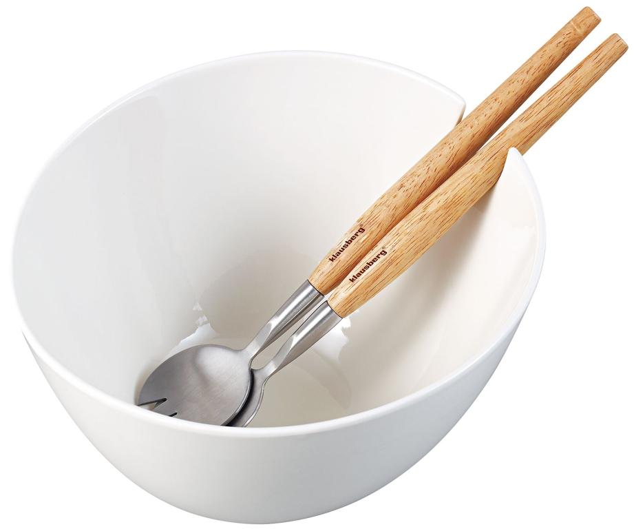 Set de bol și 2 tacâmuri pentru salată Klausberg, Ceramică