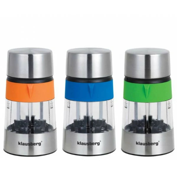Râșniță de sare și piper 3 în 1, condimente Klausberg KB-7020, 3 compartimente, oțel inoxidabil
