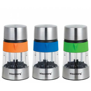 Râșniță de sare și piper 3 în 1, condimente Klausberg KB-7020, 3 compartimente, oțel inoxidabil