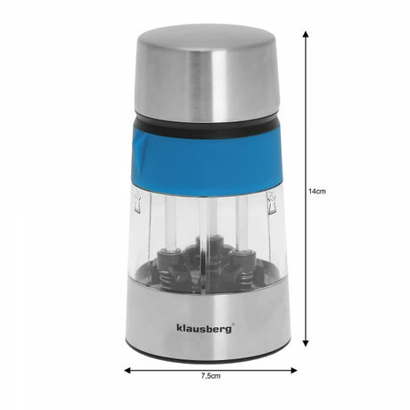 Râșniță de sare și piper 3 în 1, condimente Klausberg KB-7020, 3 compartimente, oțel inoxidabil