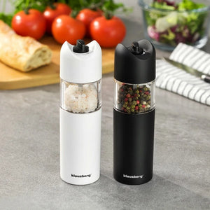 Râșniță automată de sare sau piper Klausberg KB 7437, 6 baterii AA, cap ceramic, alb