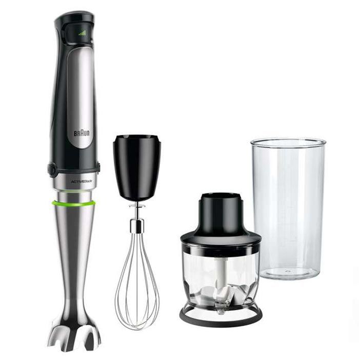 Blender Braun MultiQuick 7025X, 1000 W, Cană gradată 0,6 l, Tocător 0,35 l, Accesoriu din cablu, Viteză variabilă, Negru 