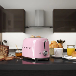 Prăjitor de pâine SMEG TSF01PKEU, design retro din anii '50, 2 felii, 6 niveluri, 3 programe, roz