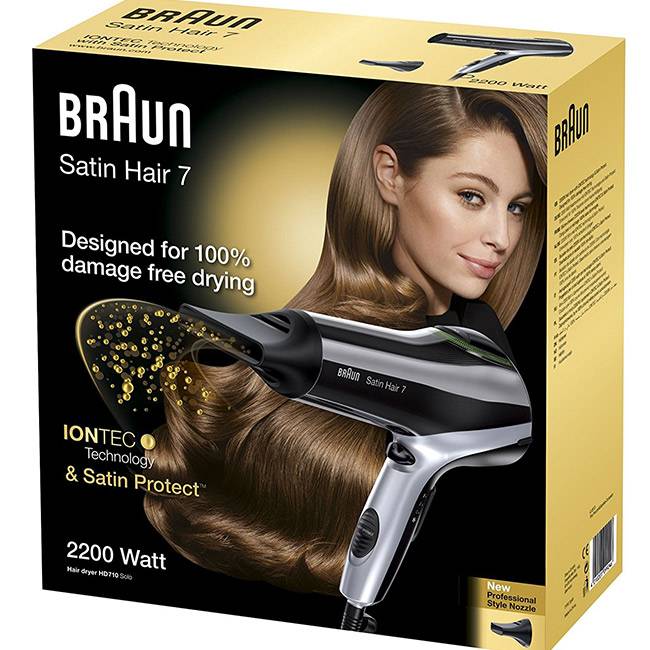Uscător de păr Braun Satin Hair HD710, 2200W, Negru