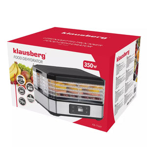Uscător de fructe Klausberg 7569, 350 W, LED, 220-240 V, Argintiu/Negru