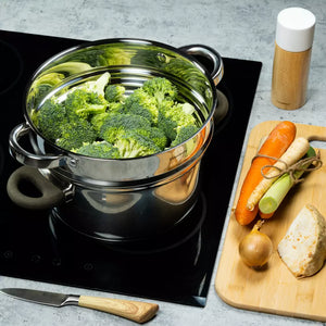 Aparat de gătit la abur Klausberg 7587, Pentru vase de 20-22-24 cm, Oțel inoxidabil