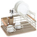 Uscător de vase Kinghoff, 2 niveluri, suport pentru tacâmuri, bambus