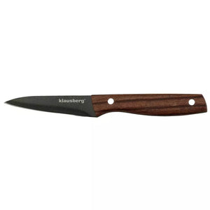 Set cuțite cu suport Klausberg 7616, 6 piese, Inox, Maro/Gri