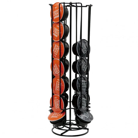 Suport pentru capsule de cafea KingHoff 1570, 28 capsule, rotație 360, Metal, Negru