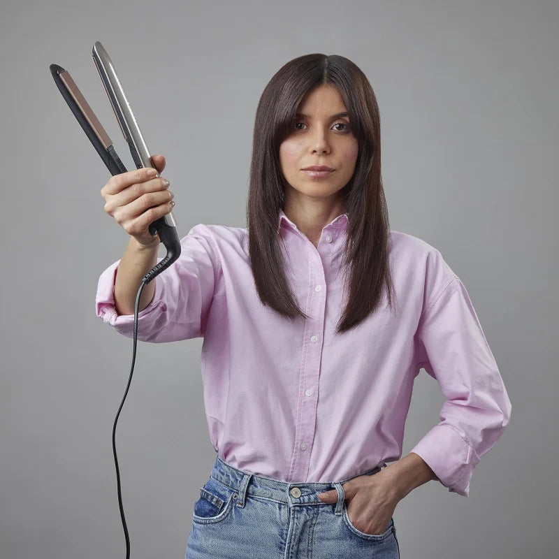 Placă de îndreptat părul Remington S8540 Keratin Protect, plăci ceramice, 9 setări de temperatură, 150°C - 230°C, afișaj LCD, bronz/negru