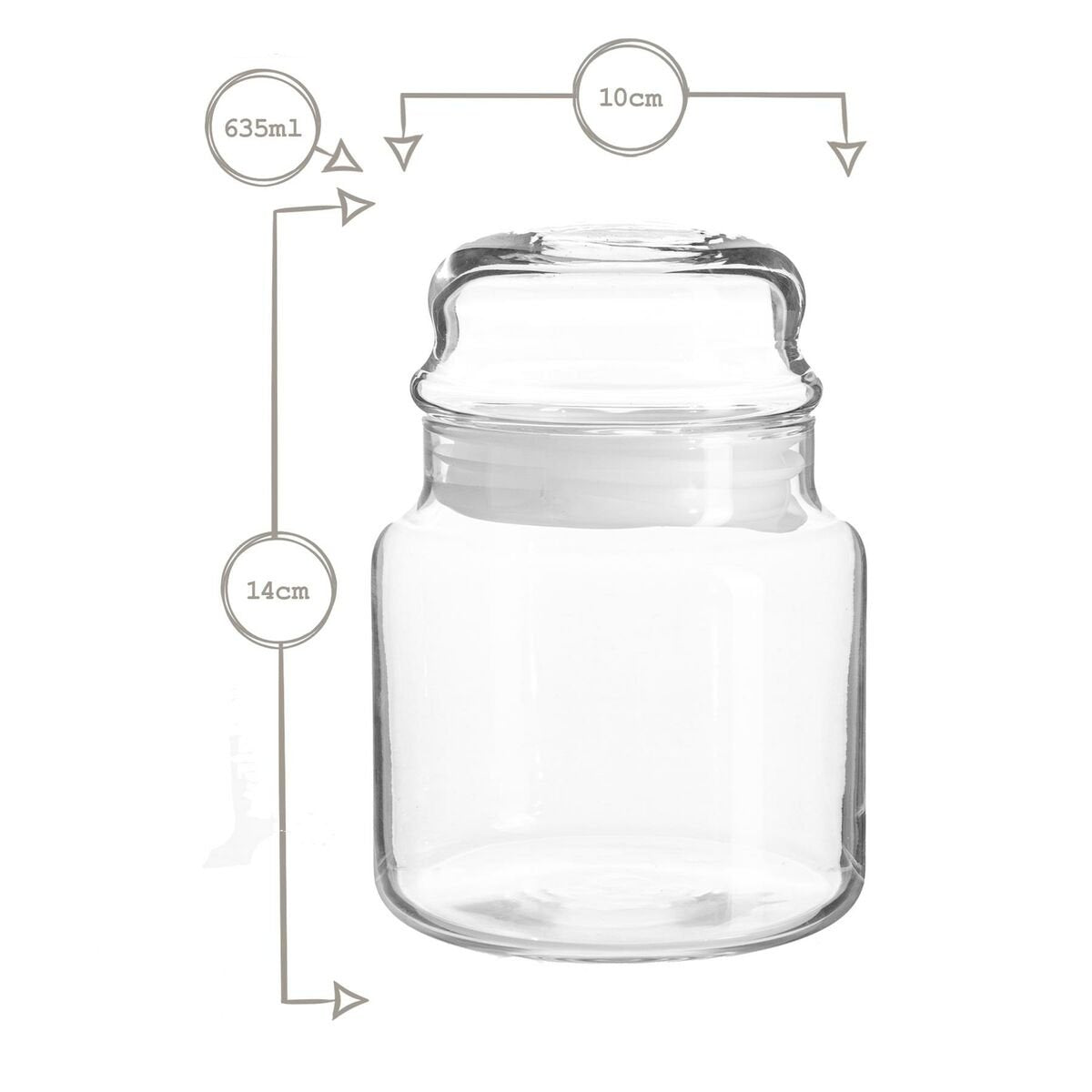 Borcan de sticlă cu capac pentru depozitare LAV Sera, 635 ml, 2 buc.