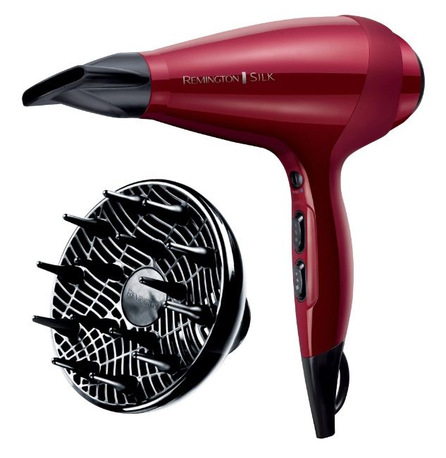 Uscător de păr Remington Silk, AC9096, 2400W, 3 viteze, mod Turbo, difuzor, roșu