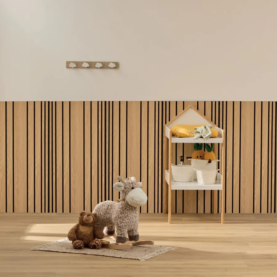 Panou decorativ acustic de perete Atmosphera Colva, MDF, 120x60 cm, Lemn deschis la culoare