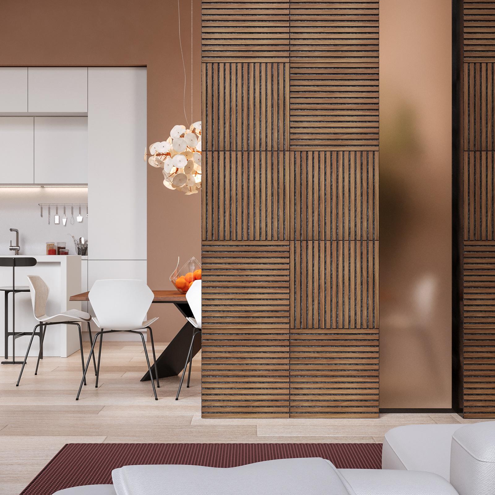 Panou decorativ acustic de perete Atmosphera Colva, MDF, 60x60 cm