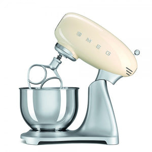 Mixer cu bol Smeg SMF02CREU, 800W, 4,8 l, Cremă/Argintiu