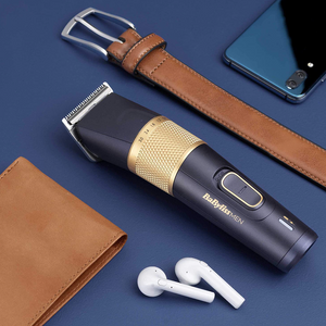 Mașină de tuns fără fir BaByliss E986E, baterie litiu-ion, lame din titan-carbon, auriu/negru