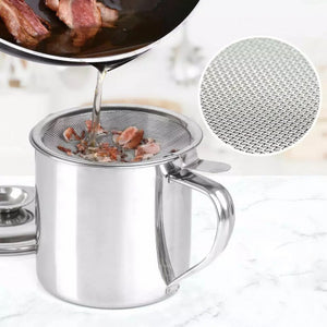 Oală pentru ulei KingHoff 1726, 1,2 l, strecurătoare, 12,5 x 11,5 cm, oțel inoxidabil