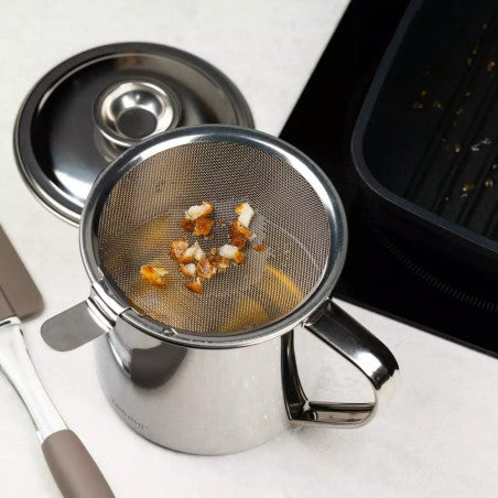 Oală pentru ulei KingHoff 1726, 1,2 l, strecurătoare, 12,5 x 11,5 cm, oțel inoxidabil