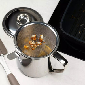 Oală pentru ulei KingHoff 1726, 1,2 l, strecurătoare, 12,5 x 11,5 cm, oțel inoxidabil