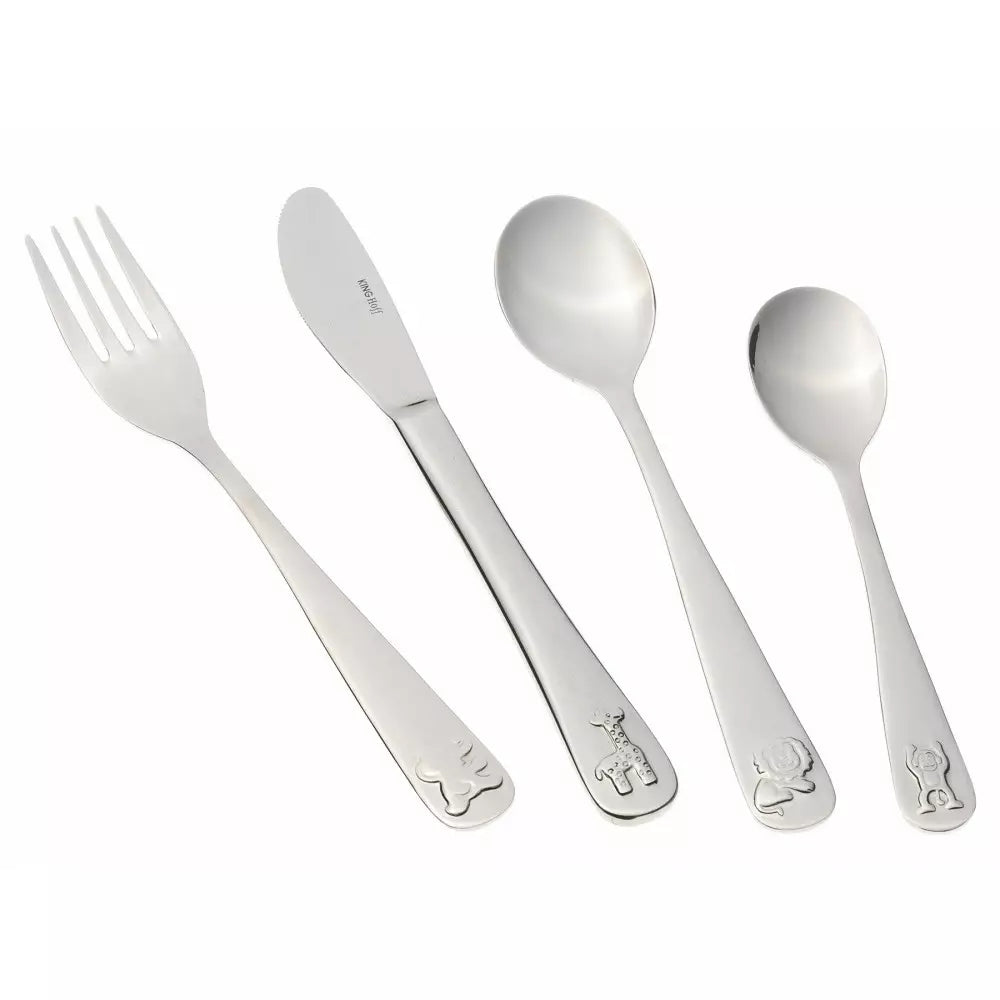 Set de tacâmuri KingHoff Animal pentru copii, 4 piese, oțel inoxidabil