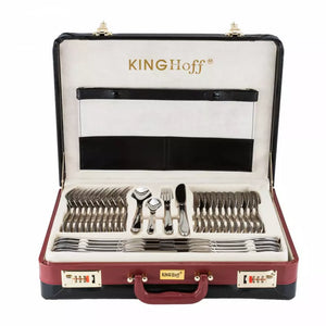 Set de tacâmuri și servire KingHoff, inox, 72 piese