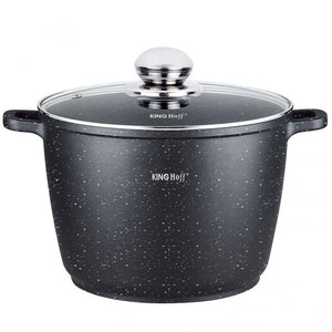 Cratiță adâncă Kinghoff 1599, 10 L, Finisaj marmorat, Inducție, Negru