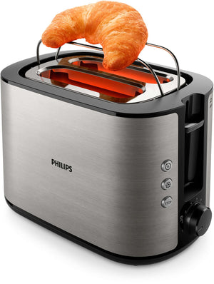 Prăjitor de pâine Philips Viva Collection HD2650/90, 950 W, 8 niveluri de prăjire, oțel inoxidabil, argintiu