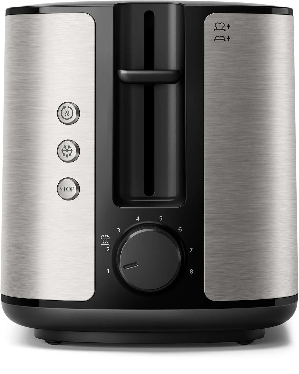 Prăjitor de pâine Philips Viva Collection HD2650/90, 950 W, 8 niveluri de prăjire, oțel inoxidabil, argintiu