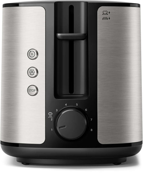 Prăjitor de pâine Philips Viva Collection HD2650/90, 950 W, 8 niveluri de prăjire, oțel inoxidabil, argintiu