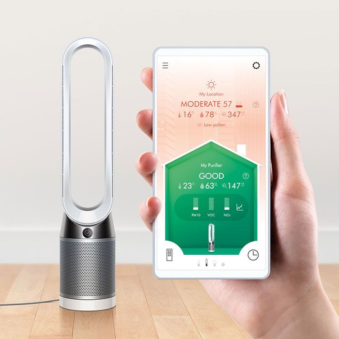 Purificator de aer Dyson TP00 42815701, Multiplicator de aer, 10 niveluri de viteză, Filtru HEPA H13, Telecomandă, Alb/Argintiu