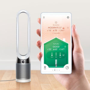 Purificator de aer Dyson TP00 42815701, Multiplicator de aer, 10 niveluri de viteză, Filtru HEPA H13, Telecomandă, Alb/Argintiu