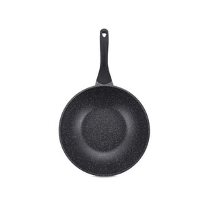 Tigaie wok Royalty Line BW30M, 30 cm, acoperire din marmură, inducție, mâner moale, negru