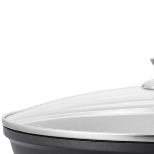 Tigaie wok Royalty Line BW32M, 32 cm, acoperire din marmură, inducție, mâner moale, negru