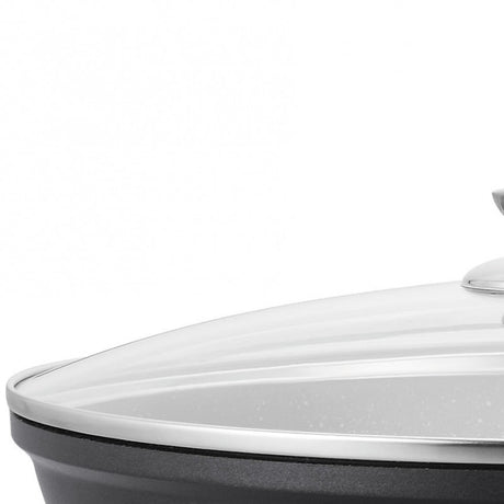 Tigaie wok Royalty Line BW32M, 32 cm, acoperire din marmură, inducție, mâner moale, negru