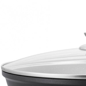 Tigaie wok Royalty Line BW30M, 30 cm, acoperire din marmură, inducție, mâner moale, negru