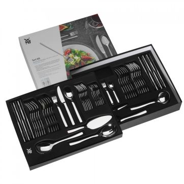 Set de tacâmuri WMF cu protecție împotriva flăcării, inox, 66 de piese, argintiu