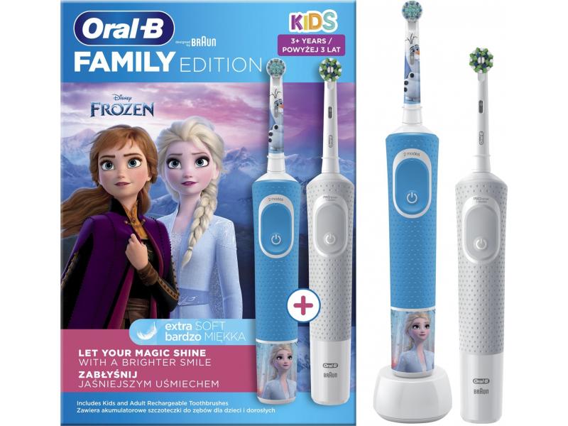 Periuță de dinți electrică Oral-B Vitality Pro D103+Kids D100 3+, Frozen, Gri și Albastru