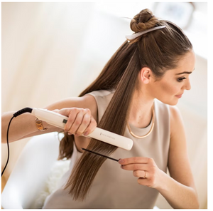 Placă de îndreptat părul Remington PROluxe S9100, plăci ceramice Ultimate Glide, OPTIheat, 230°, LCD, 9 setări de temperatură, încălzire rapidă, alb