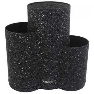 Suport pentru cuțite KingHoff 1561, Finisaj marmorat, 23x10x22.2 cm, Negru